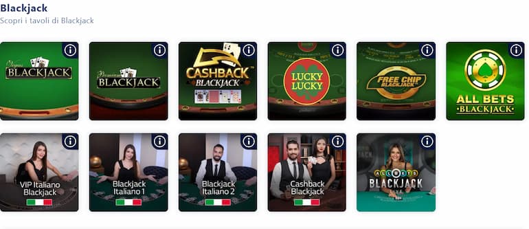 Le tante opzioni di giochi legati al blackjack sul sito italiano WH!